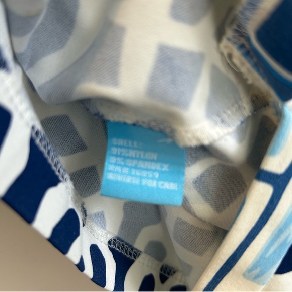 J. Mclaughlin Catalina Cloth Blue & White Geometric Tunic/Blouse Size XS - Picture 11 of 15